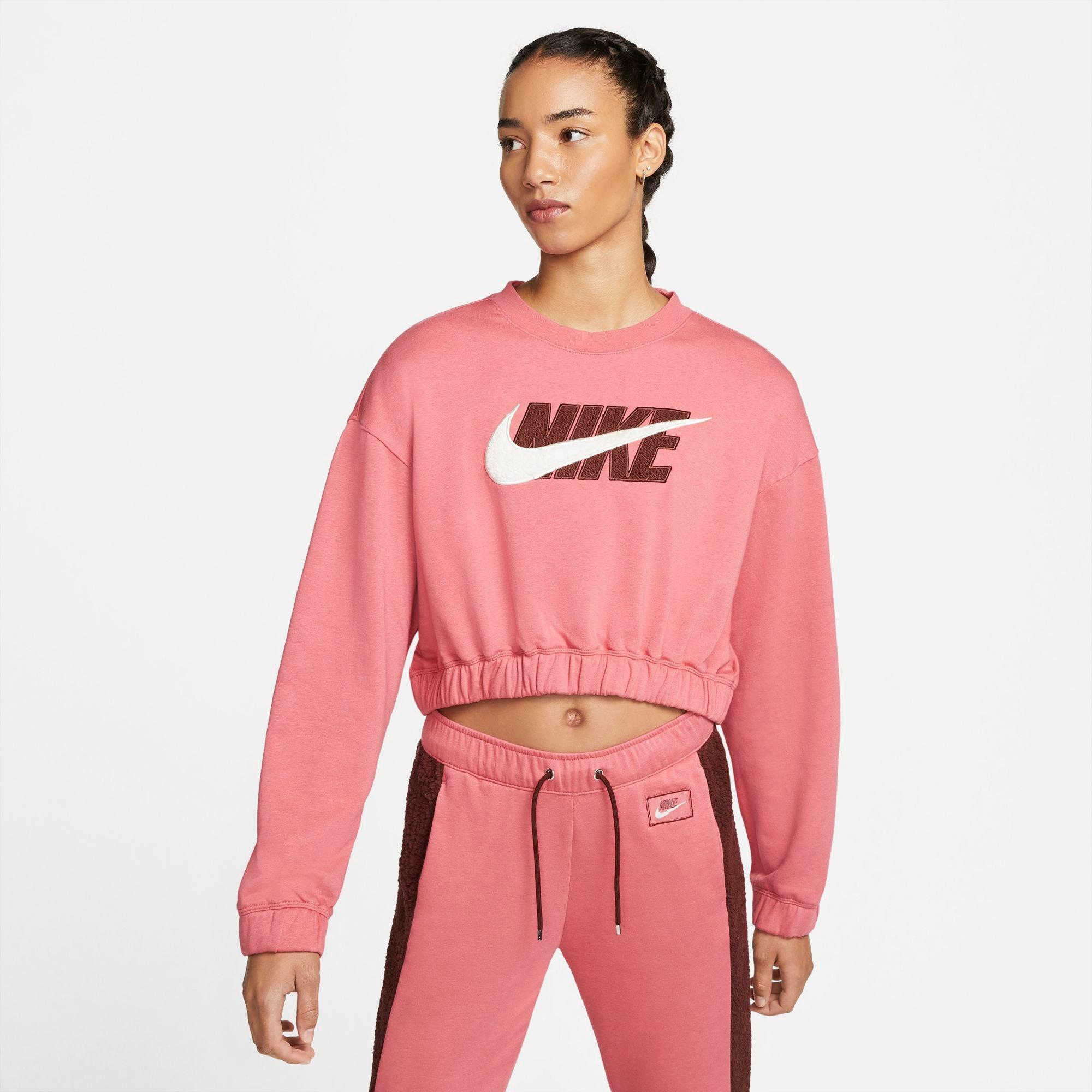 Nike pink crop jumper sale